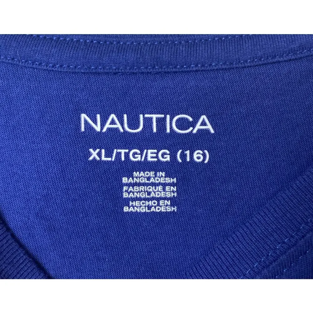 Nautica Girls Blue Sailboat Flutter Sleeve T-shirt Size 16 X-Large
